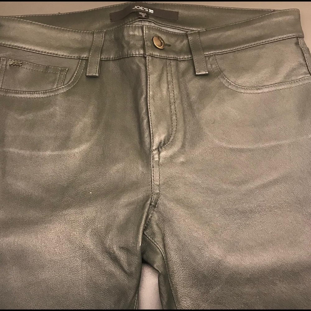 Joes Jeans Leather Pants Dark Green